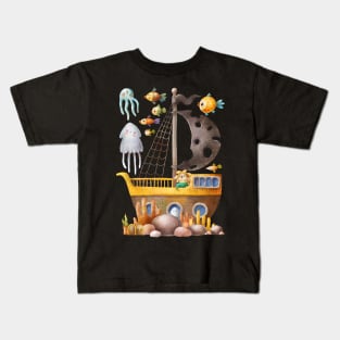 Sunken pirate ship Kids T-Shirt